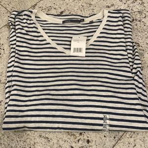 Vince Navy and White Striped Short Sleeve Tee